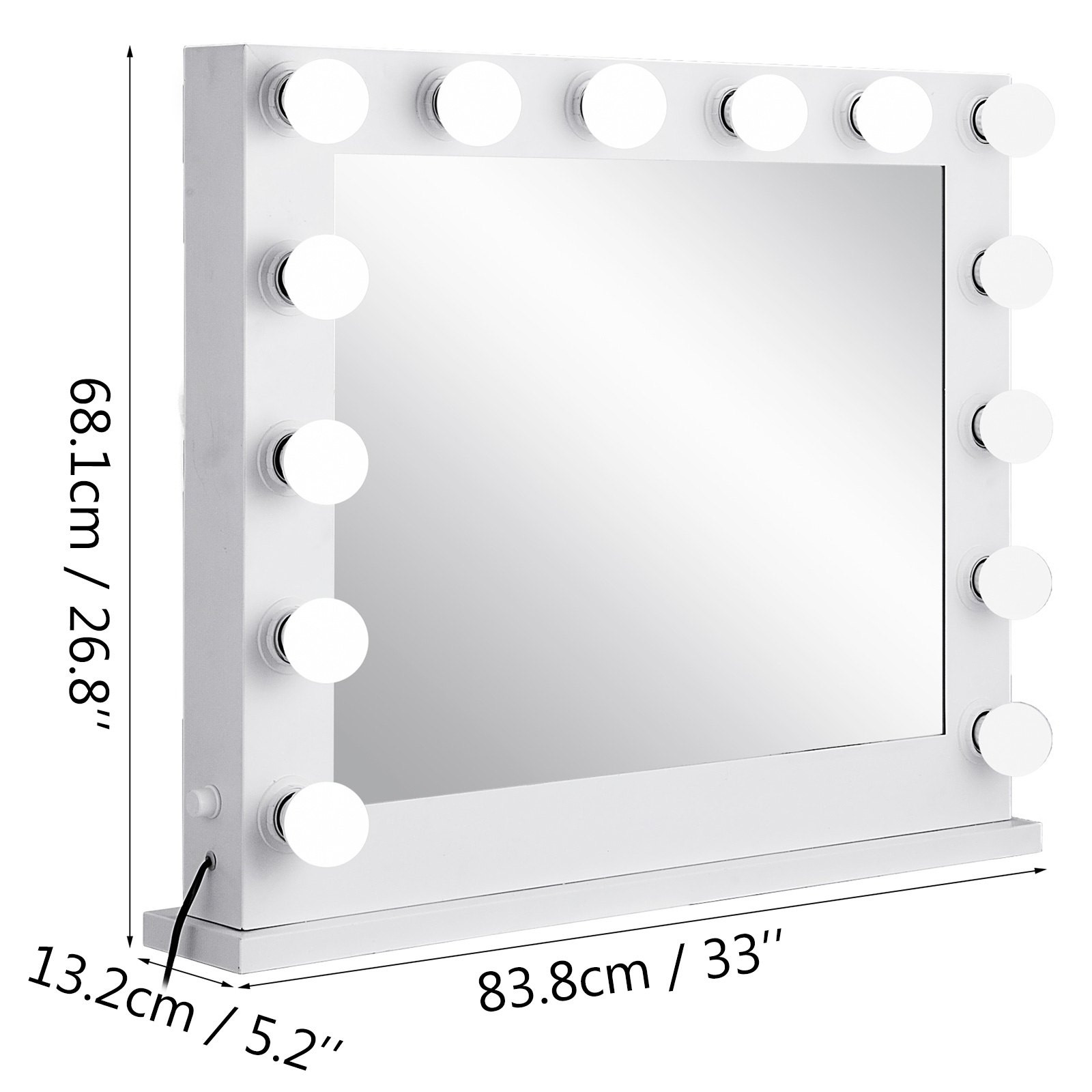 Hollywood Makeup Vanity Mirror Lighted Mirror Dimmer White+led Bulbs