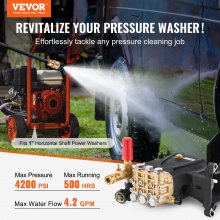 VEVOR Pressure Washer Pump 1" Shaft Horizontal Triplex Plunger 4200 PSI 4.2GPM