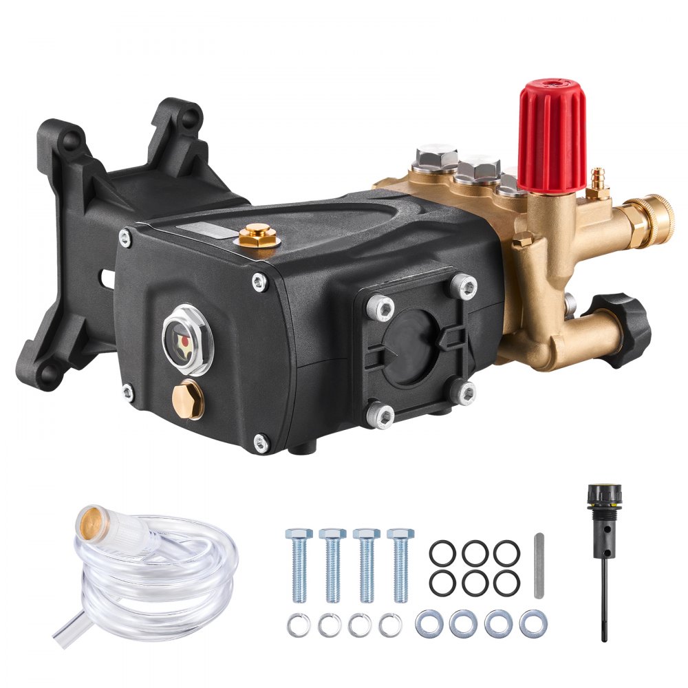 VEVOR Pressure Washer Pump, 25.4 mm(1") Shaft Horizontal Triplex Plunger, 276 bar(4000 PSI), 15 L/min(4.0GPM), Replacement Power Washer Pumps Kit with Hardware, Compatible with Simpson MorFlex 40224, 40225, 40226, Santoprene