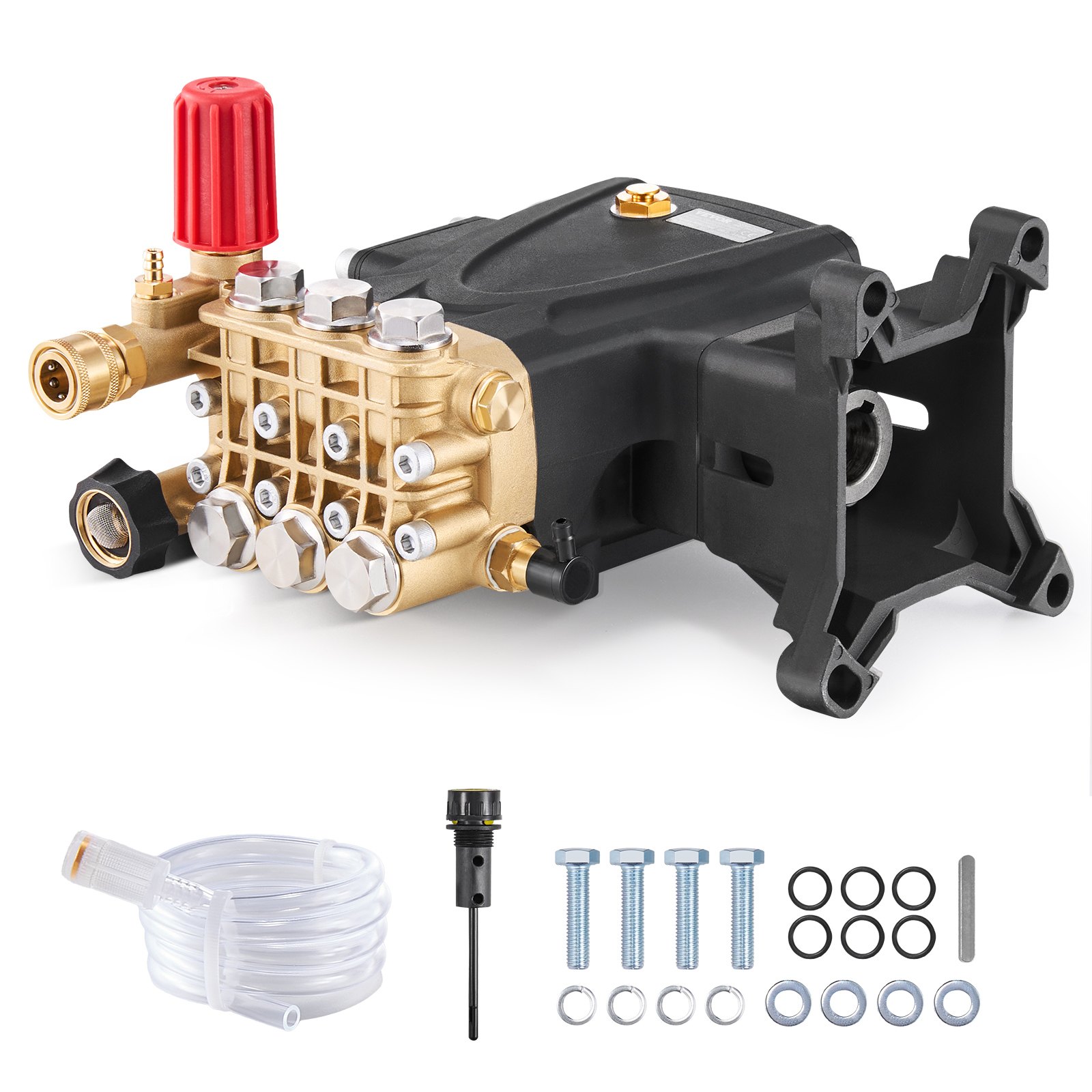 VEVOR Pressure Washer Pump, 25.4 mm(1") Shaft Horizontal Triplex Plunger, 276 bar(4000 PSI), 15 L/min(4.0GPM), Replacement Power Washer Pumps Kit with Hardware, Compatible with Simpson MorFlex 40224, 40225, 40226, Santoprene