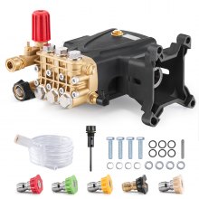 VEVOR Pressure Washer Pump, 25.4 mm(1") Shaft Horizontal Triplex Plunger, 276 bar(4000 PSI), 15 L/min(4.0GPM), Replacement Power Washer Pumps Kit with 5 Nozzles, Compatible with Simpson MorFlex 40224, 40225, 40226, Santoprene