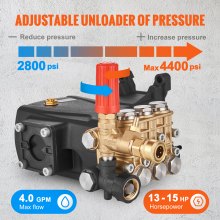 VEVOR Pressure Washer Pump, 1" Shaft Horizontal Triplex Plunger, 4400 PSI, 4 GPM Flow, Replacement Power Washer Pumps Kit, Parts Washer Pump, Compatible with Simpson MorFlex Models 40224, 40225, 40226