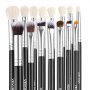 VEVOR 15dílná sada štětců na make-up pro nanášení podkladových make-upů a očních stínů, profesionální veganské štětce s měkkými syntetickými štětinami, ergonomická dřevěná rukojeť a hliníková objímka, přenosné a vhodné na cesty
