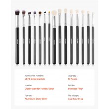 VEVOR 15PCS Makeup Brush Set for Foundation Blending Eyeshadow with Soft Bristle