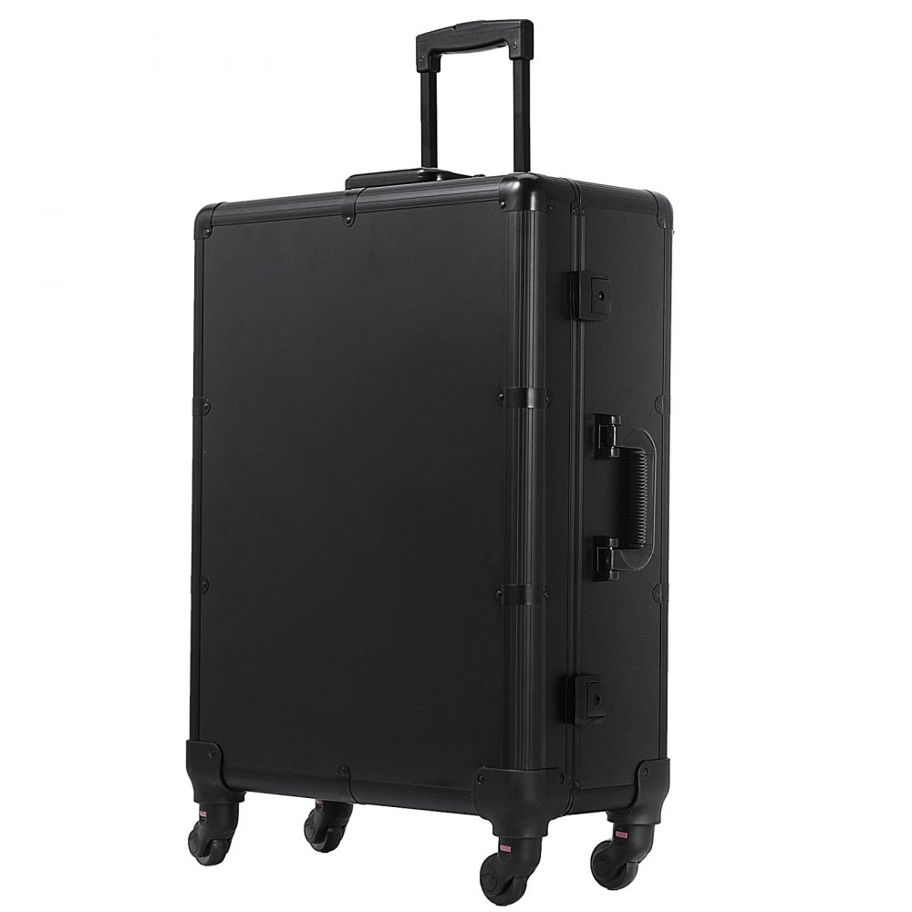 VEVOR Rolling Makeup Case 28"x21"x54" with LED Light Mirror Adjustable Legs Lockable Train Table Studio Artist Cosmetic