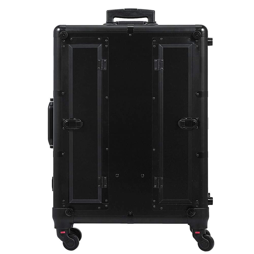 VEVOR Rolling Makeup Case 28"x21"x54" with LED Light Mirror Adjustable Legs Lockable Train Table Studio Artist Cosmetic