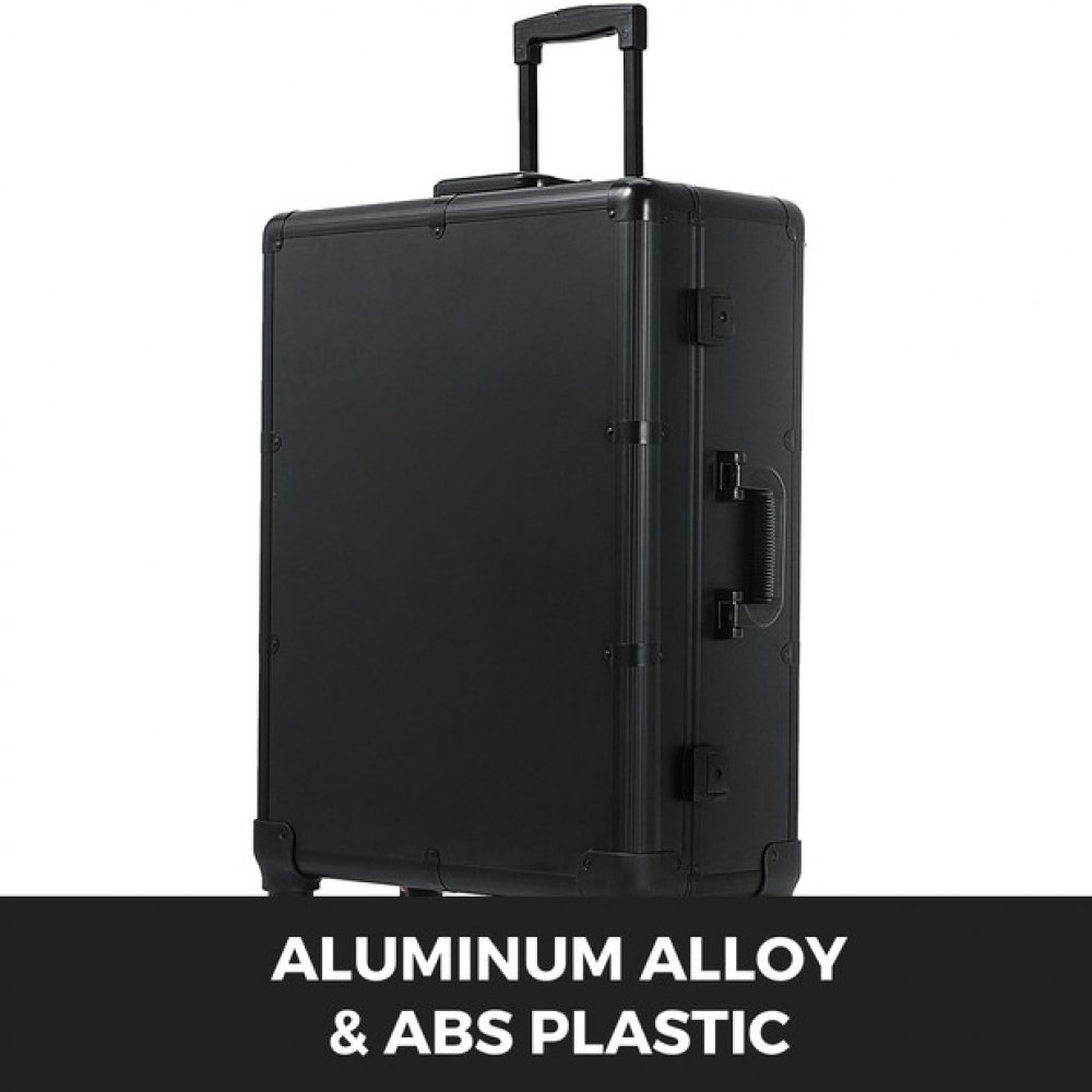 VEVOR Rolling Makeup Case 28"x21"x54" with LED Light Mirror Adjustable Legs Lockable Train Table Studio Artist Cosmetic