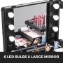 VEVOR Rolling Makeup Case 28"x21"x54" with LED Light Mirror Adjustable Legs Lockable Train Table Studio Artist Cosmetic
