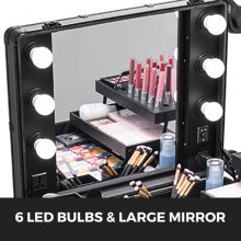 2 i 1 Skönhet Kosmetika Makeup Case Vagn Smycken Spegel Justerbara ben