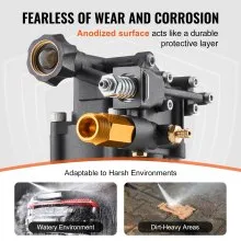 VEVOR Pressure Washer Pump 3/4" Shaft Horizontal 3500 PSI 2.5GPM with 5 Nozzles