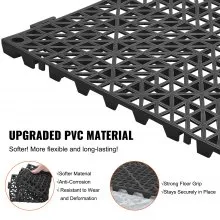 VEVOR Modular Interlocking Cushion, 50 Pack 30 x 30 cm Splicing Drainage Mats, Soft PVC Interlocking Drainage Floor Tiles, Non-Slip Drainage Hole for Restroom, Bathroom, Kitchen, Pool, Wet Area, Black