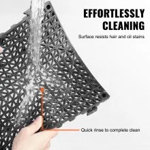 VEVOR Modular Interlocking Cushion, 50 Pack 30 x 30 cm Splicing Drainage Mats, Soft PVC Interlocking Drainage Floor Tiles, Non-Slip Drainage Hole for Restroom, Bathroom, Kitchen, Pool, Wet Area, Black