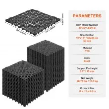 VEVOR Modular Interlocking Cushion, 50 Pack 30 x 30 cm Splicing Drainage Mats, Soft PVC Interlocking Drainage Floor Tiles, Non-Slip Drainage Hole for Restroom, Bathroom, Kitchen, Pool, Wet Area, Black