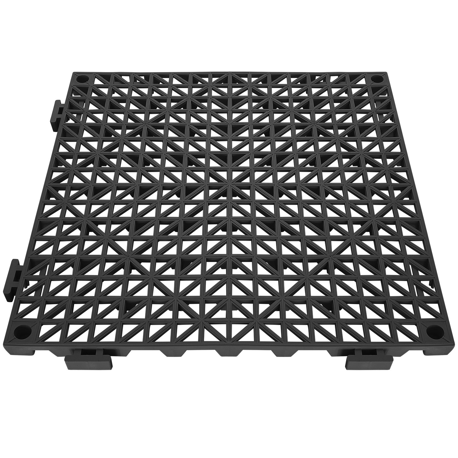 VEVOR Modular Interlocking Cushion, 50 Pack 30 x 30 cm Splicing Drainage Mats, PVC Interlocking Drainage Floor Tiles, Non-Slip Drainage Holes for Restroom, Bathroom, Kitchen, Pool, Wet Area, Black