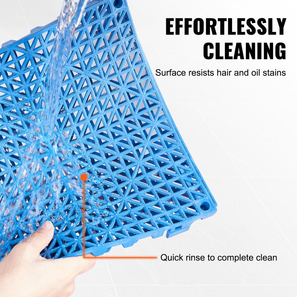 VEVOR Modular Interlocking Cushion, 50 Pack 30 x 30 cm Splicing Drainage Mats, Soft PVC Interlocking Drainage Floor Tiles, Non-Slip Drainage Holes for Restroom, Bathroom, Kitchen, Pool, Wet Area, Blue