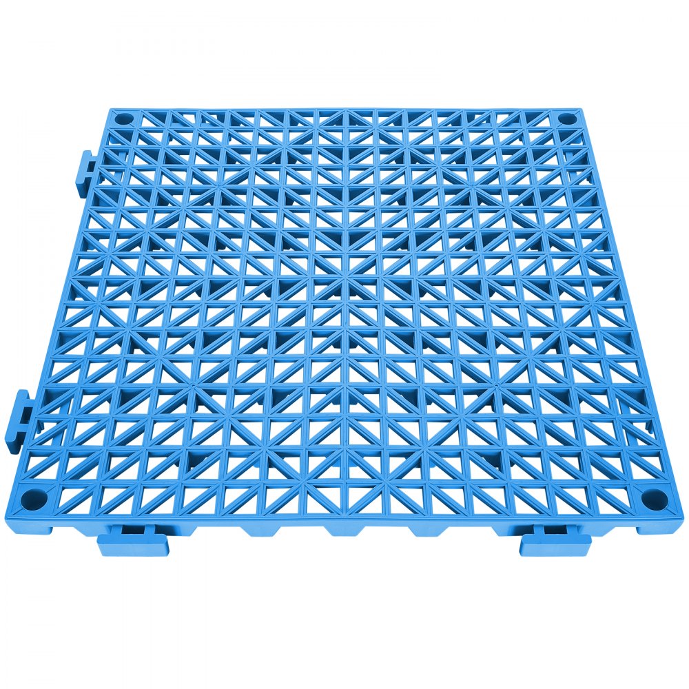 VEVOR Modular Interlocking Cushion, 50 Pack 30 x 30 cm Splicing Drainage Mats, Soft PVC Interlocking Drainage Floor Tiles, Non-Slip Drainage Holes for Restroom, Bathroom, Kitchen, Pool, Wet Area, Blue