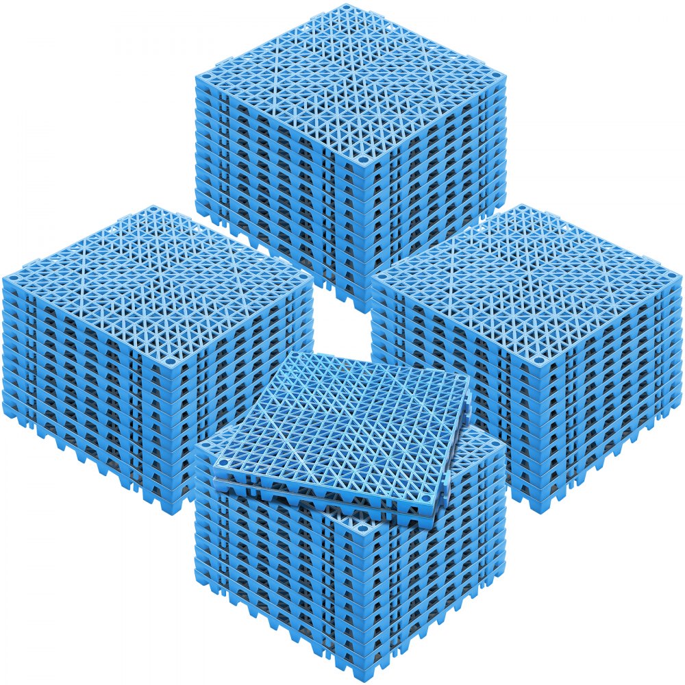 VEVOR Modular Interlocking Cushion, 50 Pack 30 x 30 cm Splicing Drainage Mats, Soft PVC Interlocking Drainage Floor Tiles, Non-Slip Drainage Holes for Restroom, Bathroom, Kitchen, Pool, Wet Area, Blue