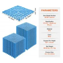 VEVOR Modular Interlocking Cushion, 50 Pack 30 x 30 cm Splicing Drainage Mats, Soft PVC Interlocking Drainage Floor Tiles, Non-Slip Drainage Holes for Restroom, Bathroom, Kitchen, Pool, Wet Area, Blue