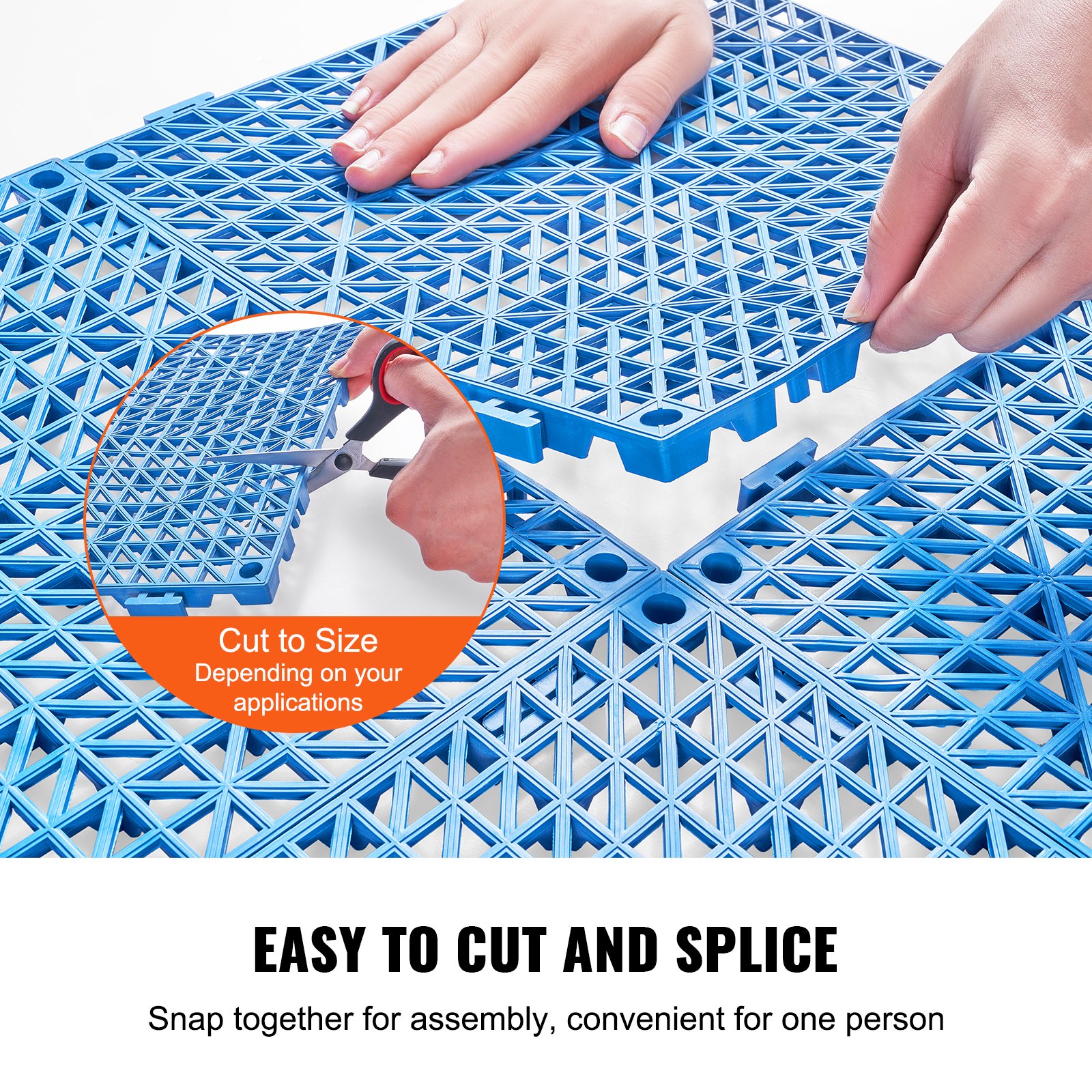 VEVOR Modular Interlocking Cushion, 50 Pack 30 x 30 cm Splicing Drainage Mats, Soft PVC Interlocking Drainage Floor Tiles, Non-Slip Drainage Holes for Restroom, Bathroom, Kitchen, Pool, Wet Area, Blue