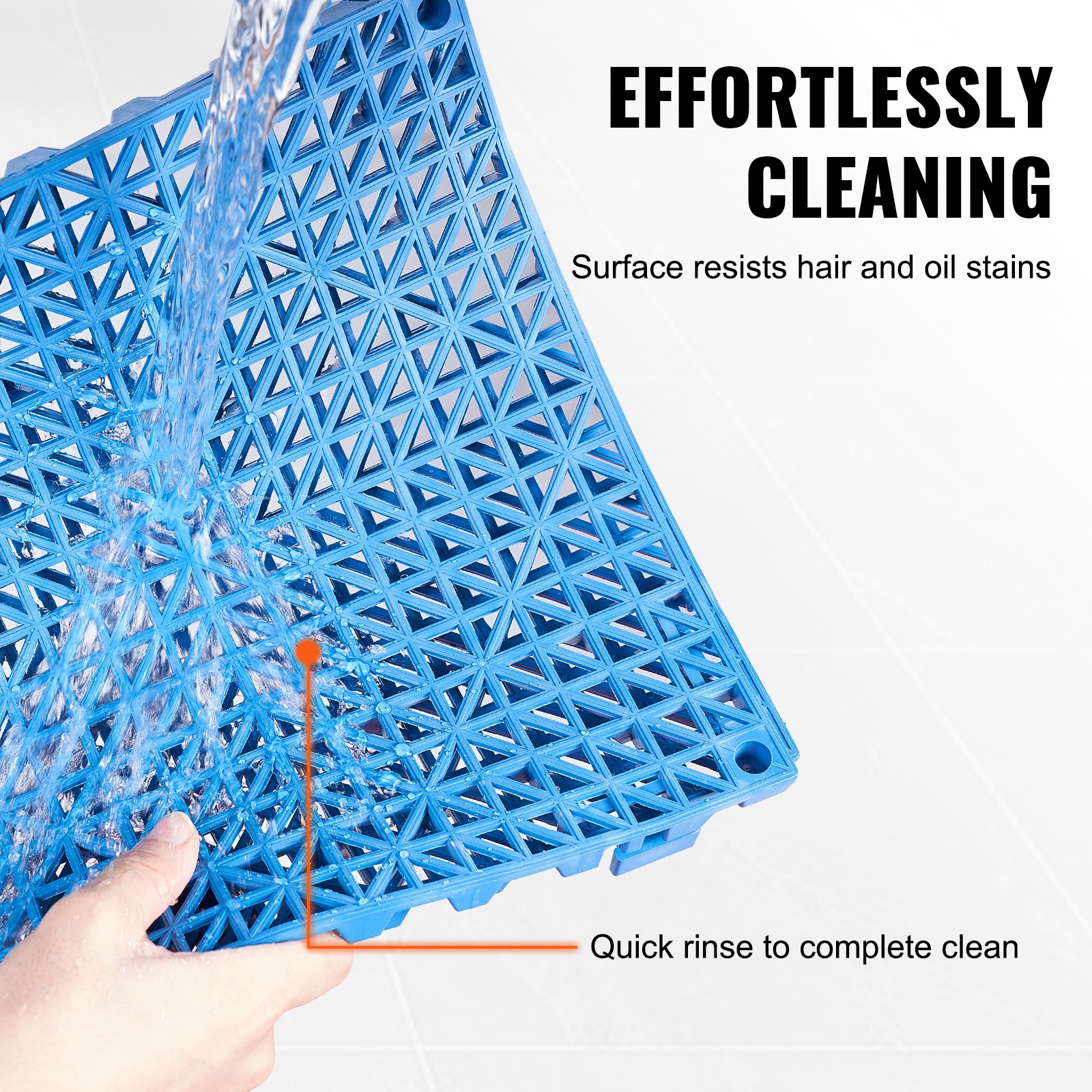 VEVOR Modular Interlocking Cushion, 50 Pack 30 x 30 cm Splicing Drainage Mats, Soft PVC Interlocking Drainage Floor Tiles, Non-Slip Drainage Holes for Restroom, Bathroom, Kitchen, Pool, Wet Area, Blue