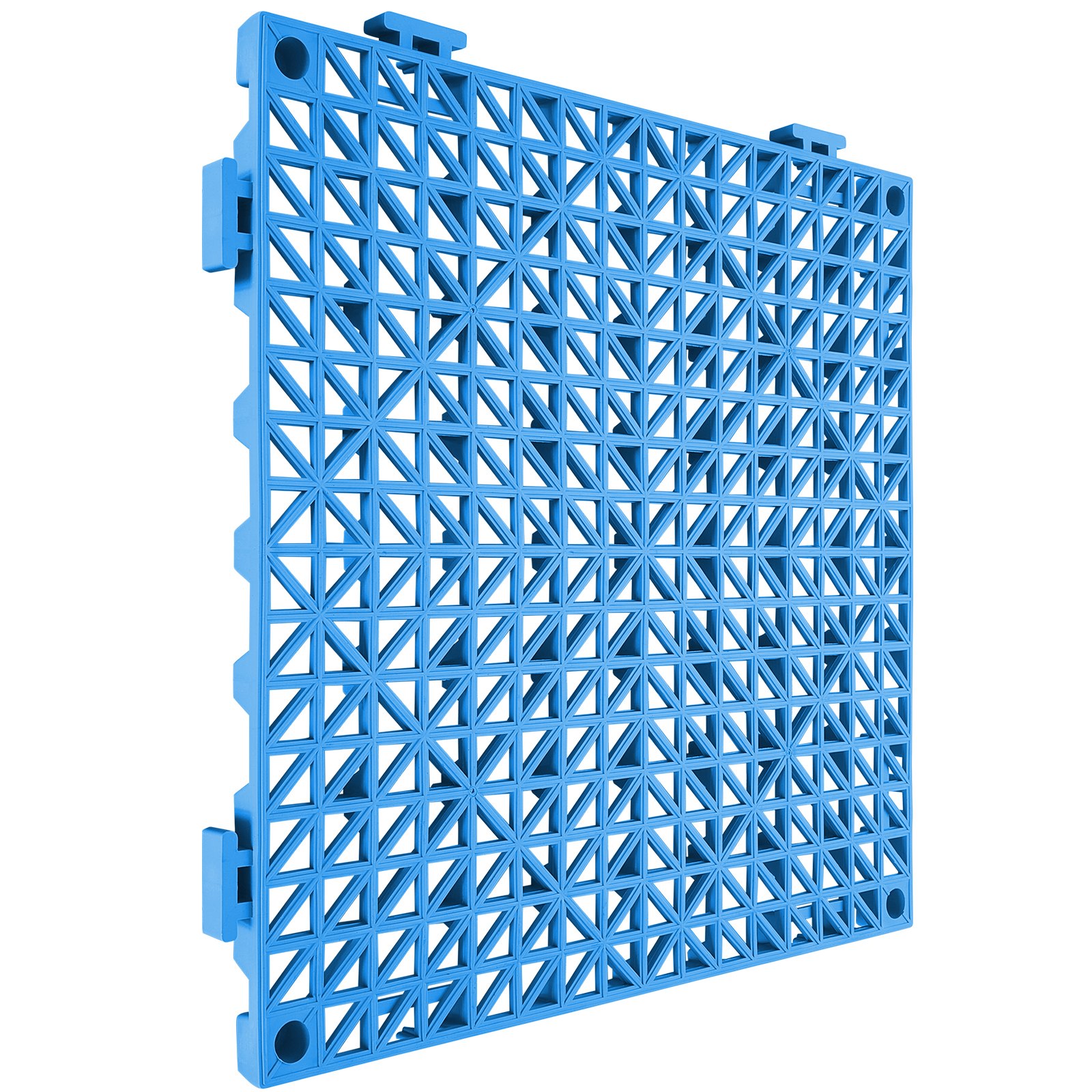 VEVOR Modular Interlocking Cushion, 50 Pack 30 x 30 cm Splicing Drainage Mats, Soft PVC Interlocking Drainage Floor Tiles, Non-Slip Drainage Holes for Restroom, Bathroom, Kitchen, Pool, Wet Area, Blue
