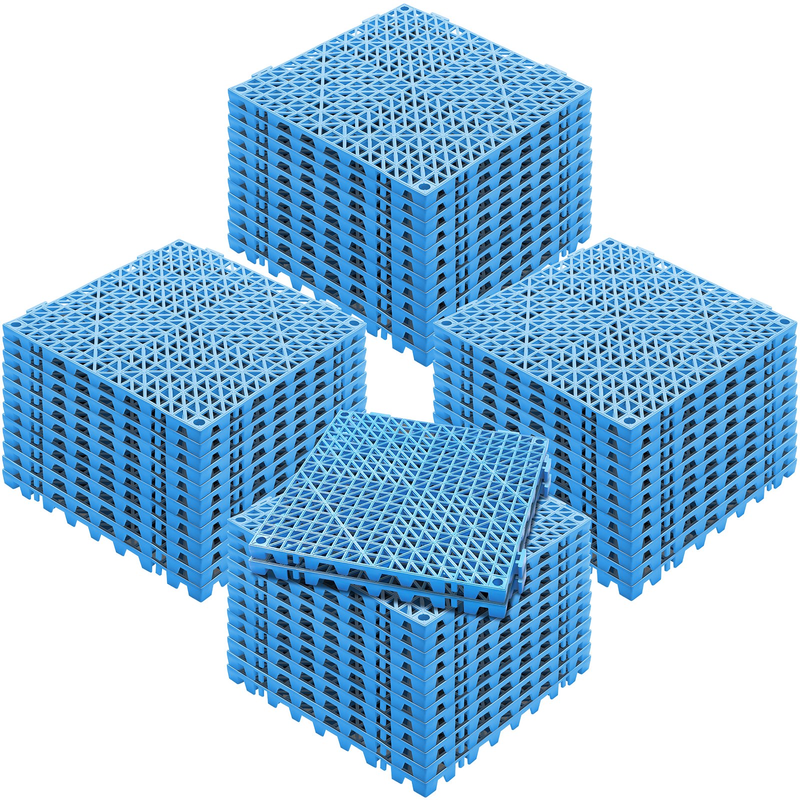 VEVOR Modular Interlocking Cushion, 50 Pack 30 x 30 cm Splicing Drainage Mats, Soft PVC Interlocking Drainage Floor Tiles, Non-Slip Drainage Holes for Restroom, Bathroom, Kitchen, Pool, Wet Area, Blue