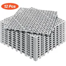 VEVOR Interlocking Drainage Floor Mat 30.5 x 30.5 cm PVC Non-Slip Floor Tiles 12 Pack