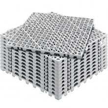 VEVOR Modular Interlocking Cushion, 12 Pack 12" x 12" Splicing Drainage Mats, Soft PVC Interlocking Drainage Floor Tiles, Non-Slip Drainage Holes for Restroom, Bathroom, Kitchen, Pool, Wet Areas, Gray