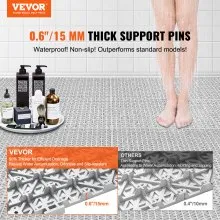 VEVOR Modular Interlocking Cushion, 50 Pack 30 x 30 cm Splicing Drainage Mats, Soft PVC Interlocking Drainage Floor Tiles, Non-Slip Drainage Holes for Restroom, Bathroom, Kitchen, Pool, Wet Area, Gray