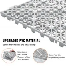 VEVOR Modular Interlocking Cushion, 50 Pack 30 x 30 cm Splicing Drainage Mats, Soft PVC Interlocking Drainage Floor Tiles, Non-Slip Drainage Holes for Restroom, Bathroom, Kitchen, Pool, Wet Area, Gray