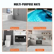 VEVOR Modular Interlocking Cushion, 50 Pack 30 x 30 cm Splicing Drainage Mats, Soft PVC Interlocking Drainage Floor Tiles, Non-Slip Drainage Holes for Restroom, Bathroom, Kitchen, Pool, Wet Area, Gray