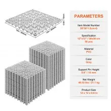 VEVOR Modular Interlocking Cushion, 50 Pack 30 x 30 cm Splicing Drainage Mats, Soft PVC Interlocking Drainage Floor Tiles, Non-Slip Drainage Holes for Restroom, Bathroom, Kitchen, Pool, Wet Area, Gray
