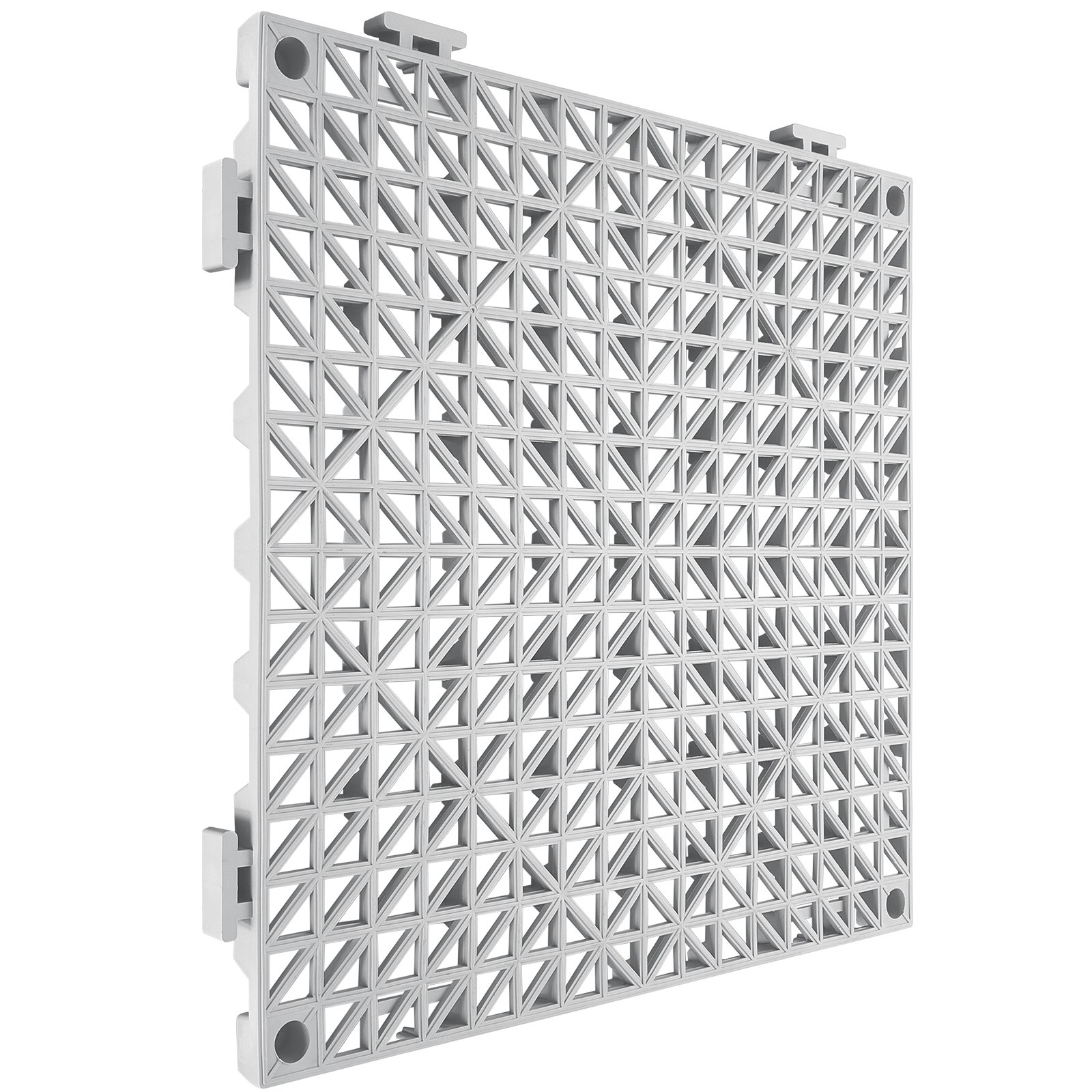 VEVOR drainage tiles in gray with interlocking design and square grid pattern for efficient water flow.