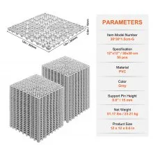 VEVOR Modular Interlocking Cushion, 55 Pack 30 x 30 cm Splicing Drainage Mats, Soft PVC Interlocking Drainage Floor Tiles, Non-Slip Drainage Holes for Restroom, Bathroom, Kitchen, Pool, Wet Area, Gray