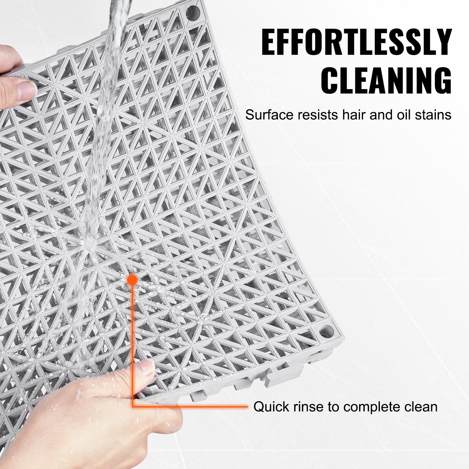 VEVOR modulární zámkový polštář, 55 balení 30 x 30 cm spojovací drenážní rohože, měkká PVC zámková drenážní dlažba, protiskluzové drenážní otvory pro toaletu, koupelnu, kuchyň, bazén, mokrá oblast, šedá