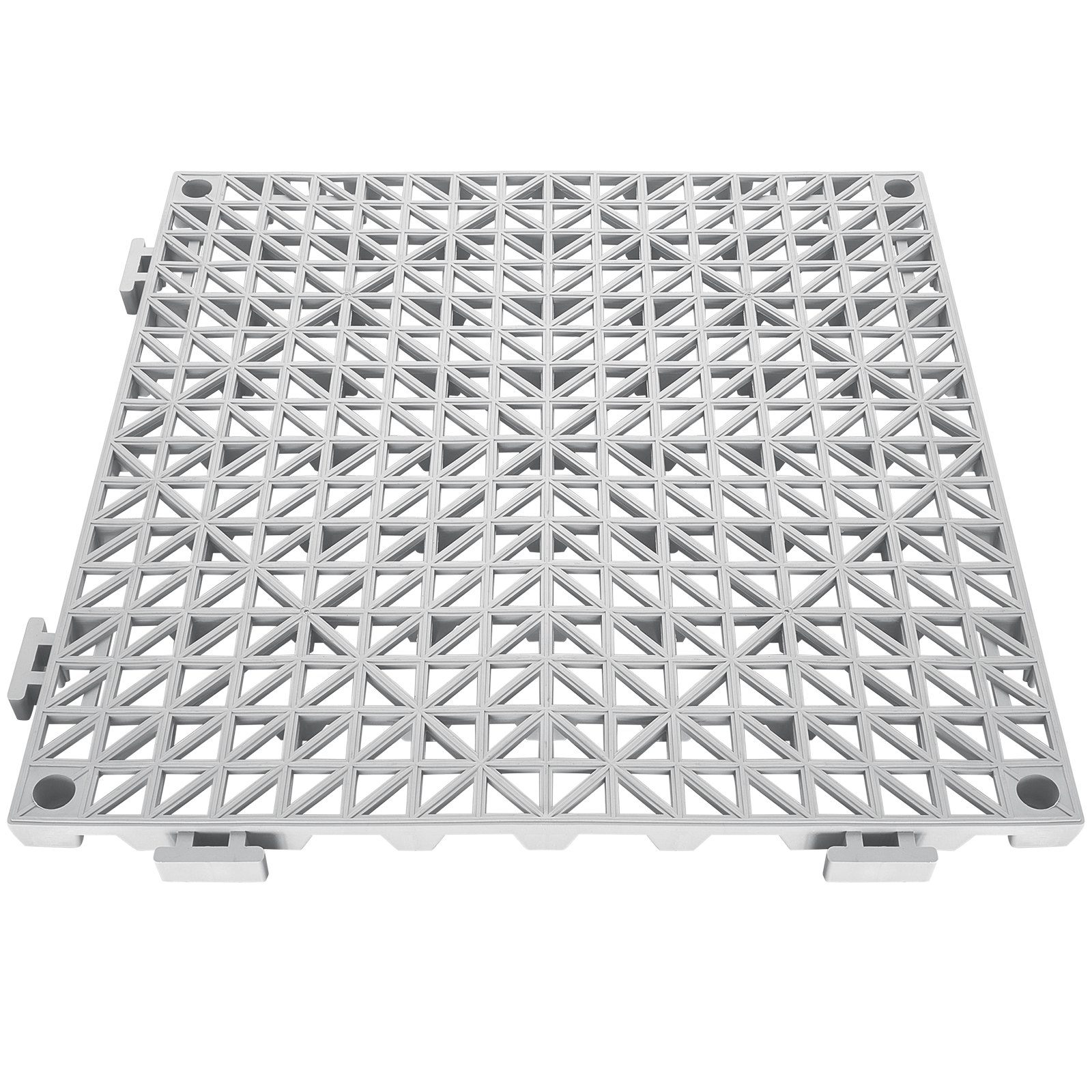VEVOR modulární zámkový polštář, 55 balení 30 x 30 cm spojovací drenážní rohože, měkká PVC zámková drenážní dlažba, protiskluzové drenážní otvory pro toaletu, koupelnu, kuchyň, bazén, mokrá oblast, šedá