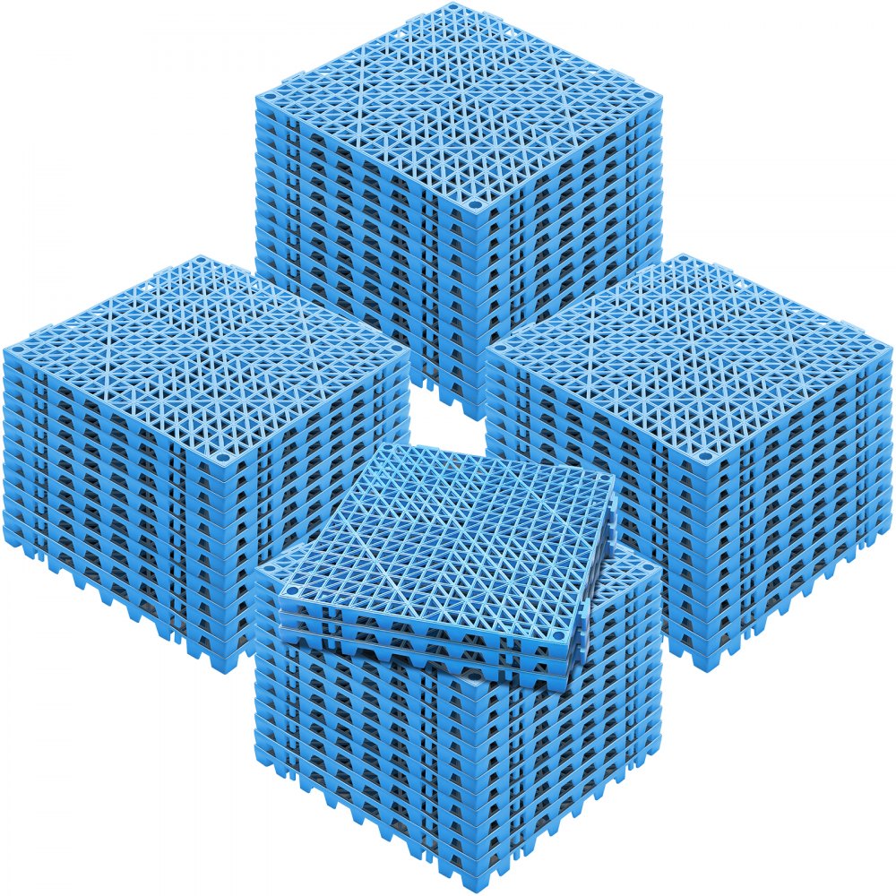 VEVOR Modular Interlocking Cushion, 55 Pack 30 x 30 cm Splicing Drainage Mats, Soft PVC Interlocking Drainage Floor Tiles, Non-Slip Drainage Holes for Restroom, Bathroom, Kitchen, Pool, Wet Area, Blue