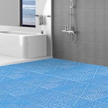 VEVOR Interlocking Tile 55PCS Blue, Drainage Tiles 12" x 12" Splicing, Soft PVC Interlocking Drainage Floor Tiles, Non-Slip Drainage Holes for Restroom, Bathroom, Kitchen, Pool, Wet Areas, Blue