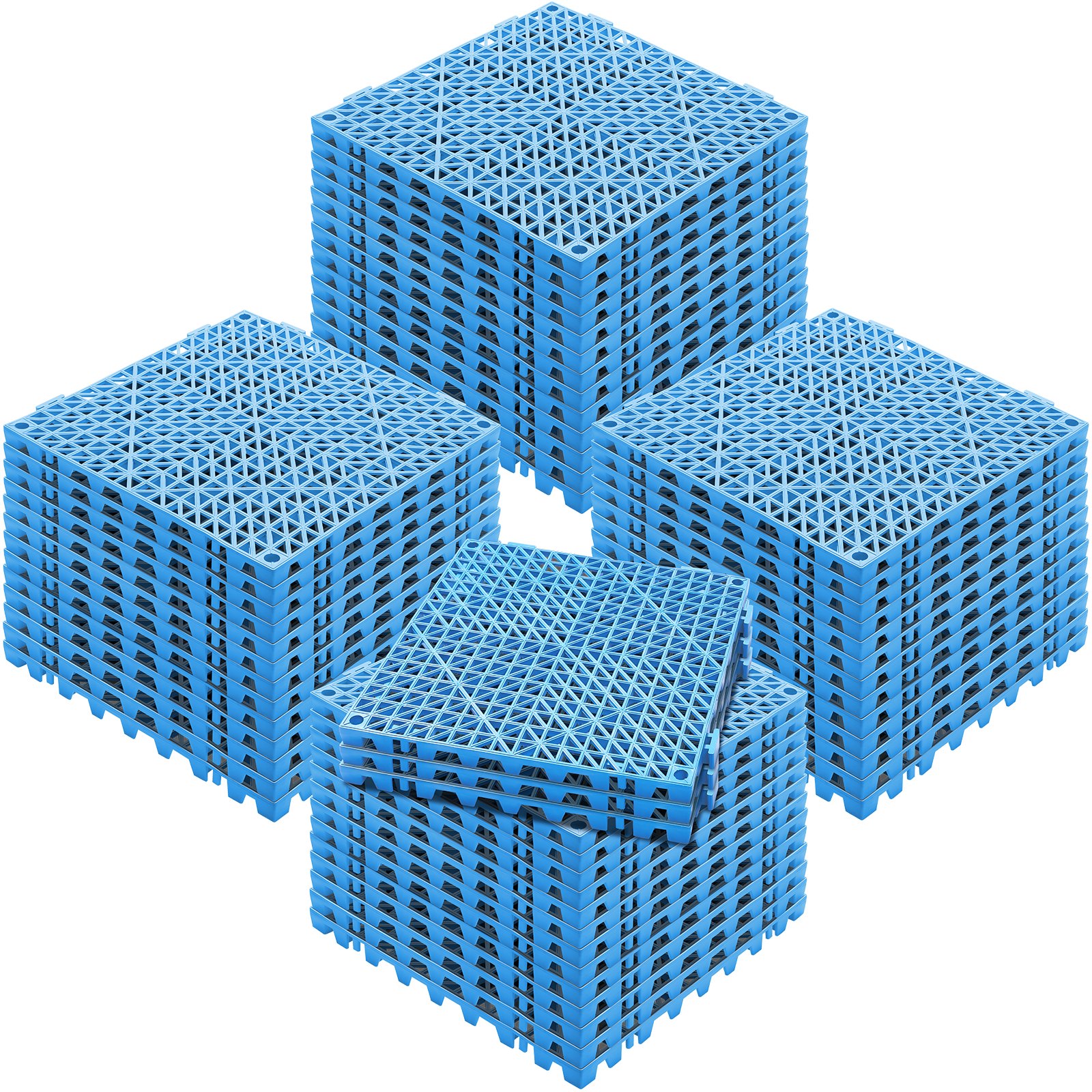 VEVOR Modular Interlocking Cushion, 55 Pack 30 x 30 cm Splicing Drainage Mats, Soft PVC Interlocking Drainage Floor Tiles, Non-Slip Drainage Holes for Restroom, Bathroom, Kitchen, Pool, Wet Area, Blue