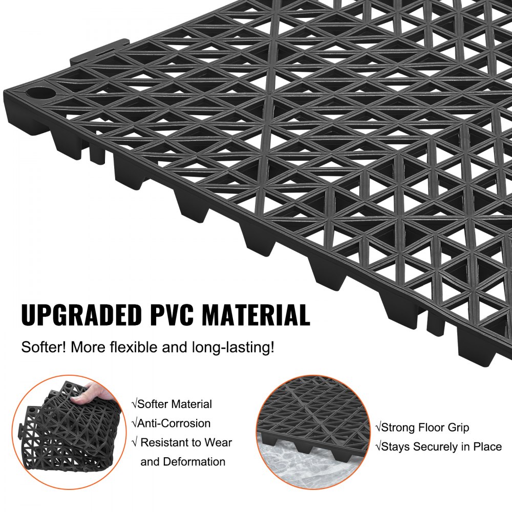 Αντιολισθητικά πλακάκια δαπέδου VEVOR Interlocking Drainage 12" x 12" Πλακάκια δαπέδου από PVC 12 Συσκευασία