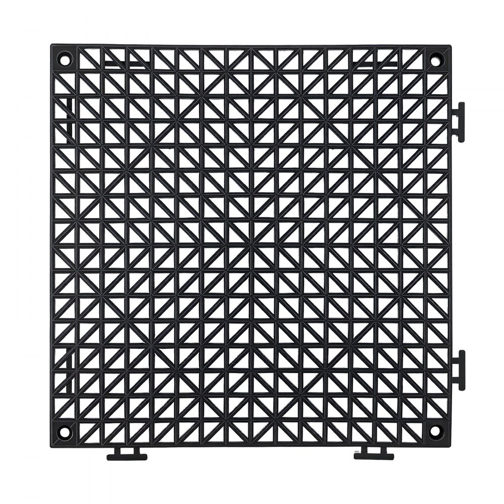 VEVOR Modular Interlocking Cushion 24 Pack Splicing Drainage Mats Black, for Bathrooms Restrooms Pools Kitchens, 300x300 mm Non-Slip PVC Interlocking Floor Tiles, 15 mm Thickened, Easy to Clean