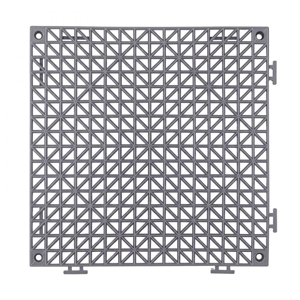 VEVOR Modular Interlocking Cushion 50 Pack Splicing Drainage Mats Gray, for Bathrooms Restrooms Pools Kitchens, 300x300 mm Non-Slip PVC Interlocking Floor Tiles, 15 mm Thickened, Easy to Clean