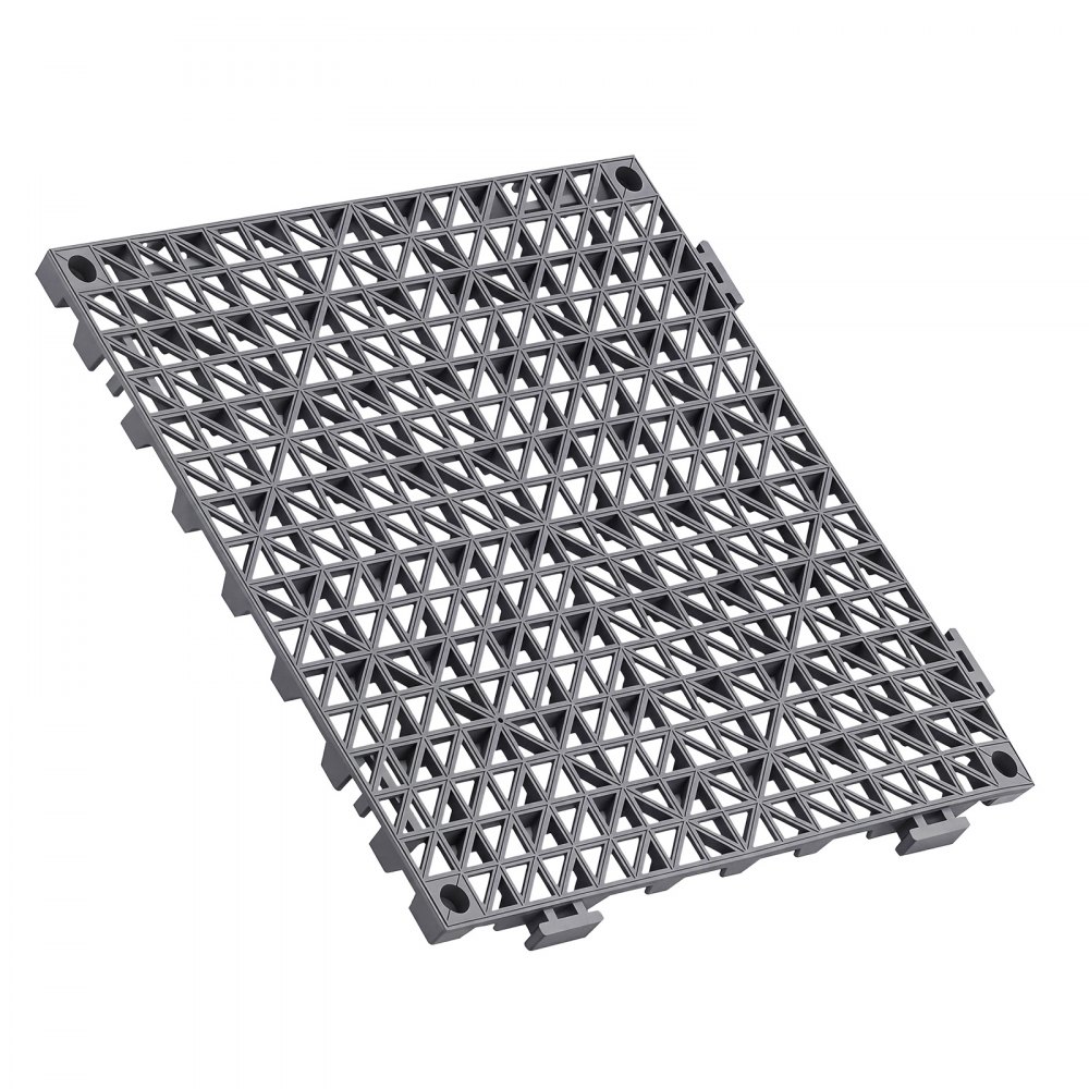 VEVOR Modular Interlocking Cushion 50 Pack Splicing Drainage Mats Gray, for Bathrooms Restrooms Pools Kitchens, 300x300 mm Non-Slip PVC Interlocking Floor Tiles, 15 mm Thickened, Easy to Clean