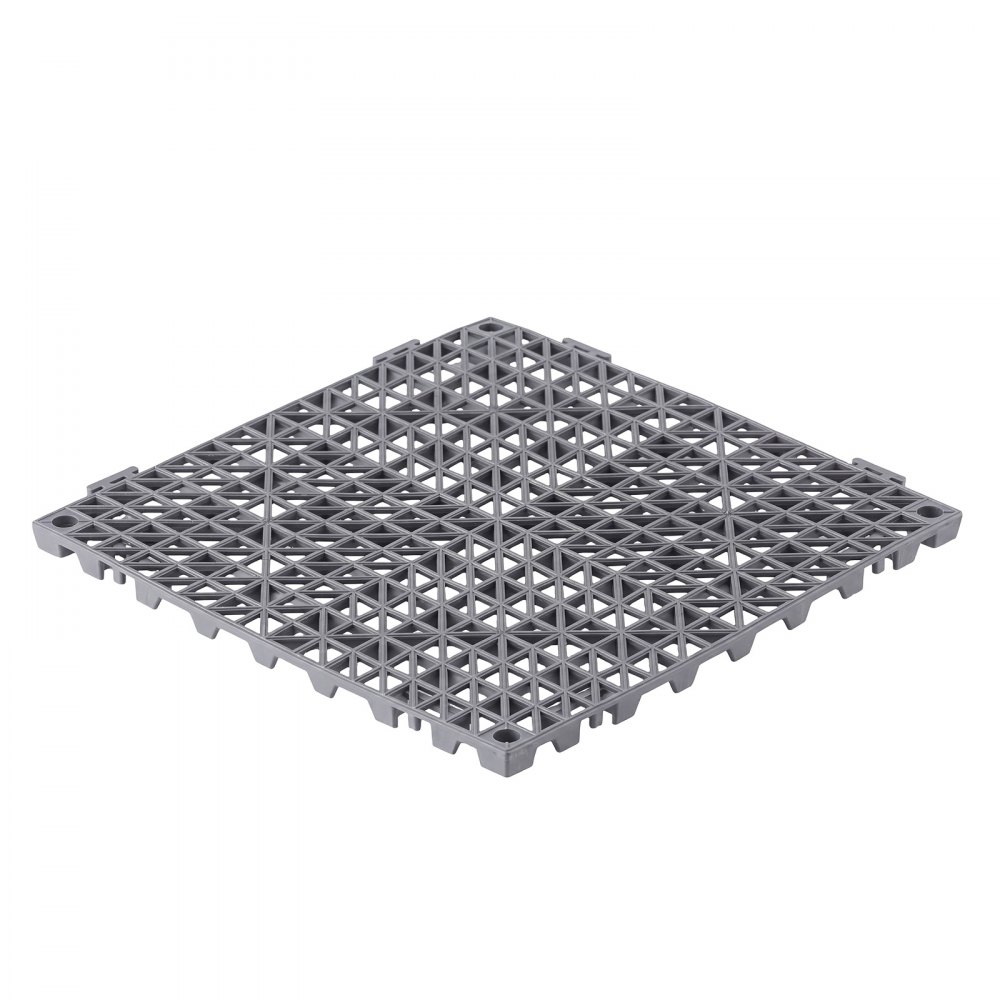 VEVOR Modular Interlocking Cushion 50 Pack Splicing Drainage Mats Gray, for Bathrooms Restrooms Pools Kitchens, 300x300 mm Non-Slip PVC Interlocking Floor Tiles, 15 mm Thickened, Easy to Clean