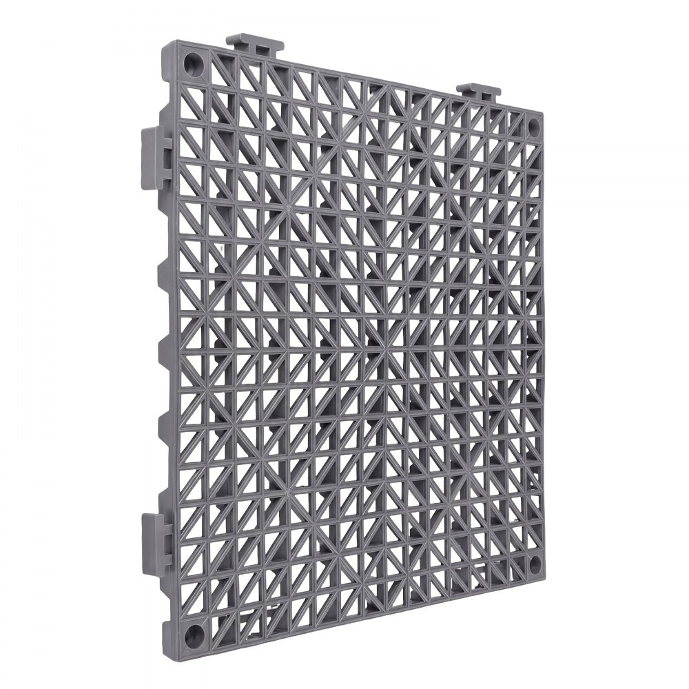 VEVOR Modular Interlocking Cushion 50 Pack Splicing Drainage Mats Gray, for Bathrooms Restrooms Pools Kitchens, 300x300 mm Non-Slip PVC Interlocking Floor Tiles, 15 mm Thickened, Easy to Clean