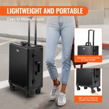 VEVOR Makeup Train Case with Lock, Lighted Mirror, 4 Storage Trays, Brush Holder, Speaker Travel Cosmetic Organizer Box w/ Swivel Wheels, Professional Artist Trolley Studio Free Standing Case