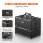 VEVOR Makeup Train Case 370MM Large Portable Cosmetic Case, 6 Tier Trays Professional Makeup Storage Organizer Box Make Up Carrier with Handle And Strap Travel Case for Women and Girls - Black