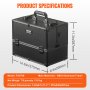 VEVOR Makeup Train Case 370mm Large Portable Cosmetic Case, 6 Tier Trays Professional Makeup Storage Organizer Box Carrier with Handle and Strap Θήκη ταξιδίου για γυναίκες και κορίτσια - Μαύρη