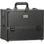 VEVOR Makeup Train Case 370MM Large Portable Cosmetic Case, 6 Tier Trays Professional Makeup Storage Organizer Box Make Up Carrier with Handle And Strap Travel Case for Women and Girls - Black