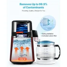 4L Water Distiller Home Countertop Purifier Machine 1750W Stainless Steel Glass